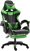 Professional Gaming Chair, Green Gaming Chair, Pc Gaming Chair Ergonomic Video Game Chair Seat Height Adjustable and Lumbar Head Support Swivel Computer Desk Chair for Home Office Study Girls Bedroom