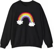 [Generic] Love Rainbow Gift 80s 90s Nostalgia Retro Sweatshirt for Adults Crew Neck Long Sleeve Pullover
