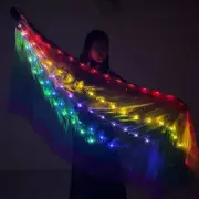 LED Poi Veil for Women Belly Dance Rainbow Led Imitation Silk Veils Wedding Show