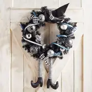 NWT PIER 1 IMPORTS $119 LARGE WICKED WITCH BLK/SILVER WREATH 22" ACROSS