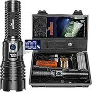 LED Torch Rechargeable Flashlight, Shadowhawk 30000 Lumens XHM77.2 Super Bright Torches, Handheld Torch Flashlight, Powerful Tactical Torch Waterproof Flash Light for Emergency Camping Gift