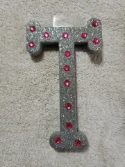Stick to wall, Teaching or crafts Foam Diy Silver Glitter Letter T Class decor