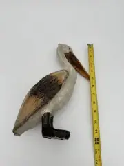 Wood Pelican Muted Old Weathered Look Colors Beach Nautical House Decor
