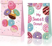 12pcs Donut Candy Party Loot Bags - 18pcs Stickers - My Sweet Donut Theme Party Favour Bags