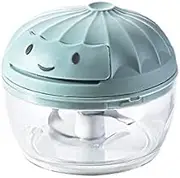 Mini Garlic Grinder Onion Chopper, Manual Food Processor Portable Speed Vegetable Cutter for Veggies, Ginger, Fruits, Nuts, Herbs etc. (Blue with White Pull Cord, One size)