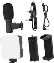 Complete Smartphone Vlog Kit Phone Tripod Clip Microphone Softbox Light for Vloggers