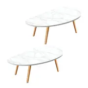 SOGA 2X 80x40cm White Stone Pattern Living Room Nordic Coffee Table Modern Style