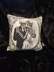 Halloween Cynthia Rowley Curious Wedding Couple Skeleton Pillow Gothic