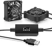 ZIWIJE Dual USB Cooling Fan 40mm with 3 Speeds Control 5V Ball Bearing Mini USB Fan for Cooling Mini PC, TV Box, Router