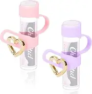 [Likesing] Chapstick Holder Key Chain, Silicone Lip Balm Holder with Cap Cover, Sleeve Lip Balm Holder Key Chain with Heart-shaped Key Ring