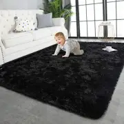 TWINNIS Super Soft Shaggy Rugs Fluffy Carpets, Indoor Modern 8x10 Feet Black
