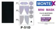 Montex 1/72 NORTH AMERICAN P-51D MUSTANG CANOPY & WHEELS PAINT MASK Academy