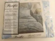 NIB Vtg Pacific Percale Double Fitted Sheet Blue Dreamy Daisy 54x75 Unopened