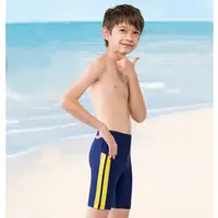 在飛比找蝦皮商城優惠-梅林泳裝 男童藍色黃色塊配條印字馬褲(四角加長泳褲) NO-