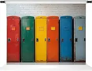 Kate Back to School Backdrops Colorful Locker Sport Gym Teacher Students Storage Cabinet Party Supplies Props, 7x5ft