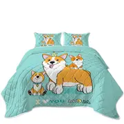 Mom and Puppies Cute Corgi Dog Family Coverlet