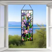Tiffany Style Floral Stained Glass Handcrafted Window Panel Suncatcher 31x11in