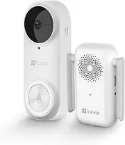 EZVIZ Wireless Video Doorbell 2K HD WiFi Camera with Chime, 2-Way Talk, Voice Change, PIR Detection, Night Vision, Weatherproof, Easy Installation, 256G SD, Cloud Storage, 2.4Ghz WiFi, Alexa, DB2 Kit