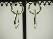 Italian two section Drop Dangle Earrings Sterling Silver Post-backs