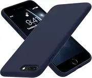 Premium Liquid Silicone Case Compatible with iPhone 7 Plus/iPhone 8 Plus Case, Full Body Protective Cover, Shockproof, Slim, Thin, Anti-Scratch, Silky and Soft Touch 5.5 inch (Dark Blue)