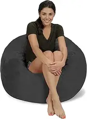 Chill Sack Bean Bag Chair: 3 Inch Memory Foam Furniture Bean Bag - Large Sofa with Soft Microfibre Cover - Charcoal Micro Suede
