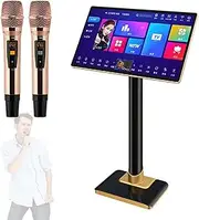 21.5 Inch Professional Karaoke System,Capacitive Touch Screen Karaoke Machine with Screen&Wireless Microphone, Power Amplifier Function, Phone App Control,20 Languages,for Home,Bar(6TB)