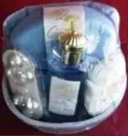 GARDEN PEONY 4 PC MINI BATH SET W/ WOVEN BASKET