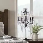 TOCHIC 5-Light Farmhouse Tranditional Crystal Table Lamp Black Craft Candelab...