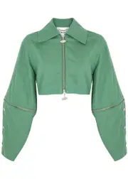 Cannari Concept Cropped Cotton-twill Jacket - Green - 10 10