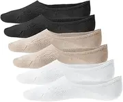 [Dress Cici] Women's No Show Socks with Heel Silicone Grip, Cotton Thin No Show Liner Socks That Stay Up And Non Slip (3 Pairs)