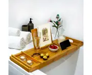 Christmas Bath Caddy Tray for Bathtub with Tablet Holder - Birthday Gifts for Women, Wife, Mum, Her - for Women - Bamboo Bathtub Caddy & Adjustable Bath