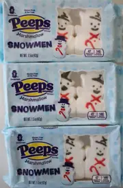 PEEPS Made in USA (3-PACK) White Marshmallow Snowmen (9 count) Best By 05/2025