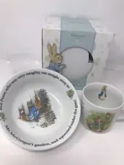 The Original Peter Rabbit Beatrix Potter Wedgwood 2 Piece Dinner Set Bowl Cup