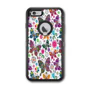 Skin Decal for Otterbox Defender iPhone 6 PLUS Case / Butterflies Colorful Flor