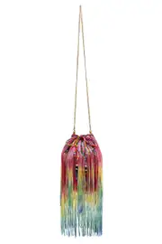 SILK POUCH WITH FRINGE COMING DOWN FROM COSMOS