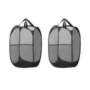 Artiss 2X Laundry Basket Hamper Foldable Black