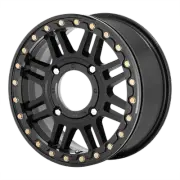 15x6 KMC Powersports KS250 CAGE BL Satin Blk/Gloss Blk Ring Wheel 4x137 (38mm)
