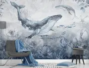 Blue Whale Removable Wall Mural ANM054