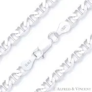 Solid 6.3mm Marina Mariner .925 Italy Sterling Silver Link Italian Chain Anklet