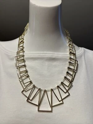 NWT FRENCH CONNECTION GOLD TONE Rectangles 22" NECKLACE T50