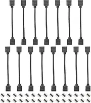 uxcell 4 Pin 10mm RGB LED Strip Light Connector Extension Cable 300mm Length Black 15Pcs with 30Pcs Male 4 Pin Plugs