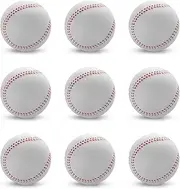 9 Pcs Standard Size Adult Baseballs Bulk Bucket of Baseballs Leather Baseballsfor High School League Training, Pitching, Throwing and Autograph