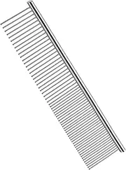 Dog Combs, Cat Combs, Metal Dog Comb, Pet Grooming Comb, Metal Comb for Dog and Cats and Rabbits 1Pack (Silver)