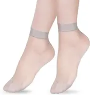 KALIONE10 Pairs Silky Nylon Ankle Socks Women's Thin Socks Elastic Silk Stockings Anti-Slip Nylon Socks for Women Girls
