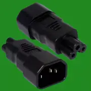1x 3 Pin IEC Socket C14 to Cloverleaf Plug C5 Adapter Converter Black