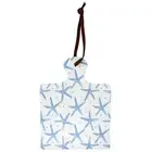Hanging Starfish Ceramic Trivet / Cheese Chopping Board Blue & White Cork Back