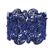 Nevenka Womens Vintage Filigree Cuff Bangle Bracelet-Blue