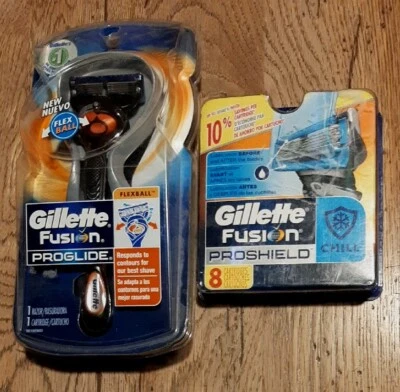 New Gillette Fusion Proglide Flexball Manual Razor Shaver & 9 Cartridge Refills