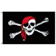4x6 Jolly Roger Pirate Red Bandana Skull Crossbones Flag 4'x6' Banner USA SELLER