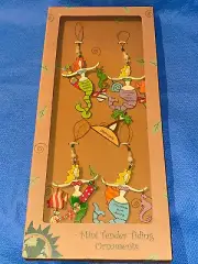 4 Mini Tender Tiding Aluminum Mermaid Christmas Ornaments New in Box